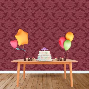 Imagem de Painel Retangular em Jacquard Vinho Marsala Medalhão - Jacquard Tradic