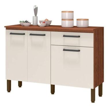 Imagem de Balcão De Cozinha Versalhes Nogueira Off White - Kits Paraná - Kit's P