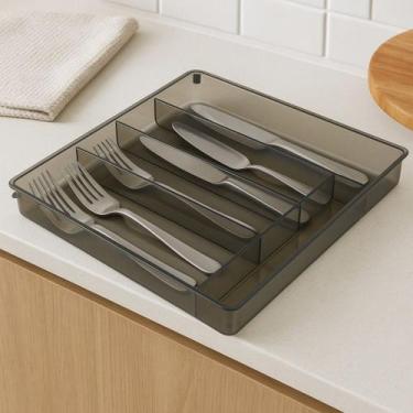 Imagem de Porta Talher Fume Organizador De Gaveta S/Tampa Com 5 Divisórias - Kei