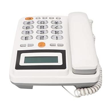 Imagem de Domary Big Button Corded Fixo Caller ID Telefone Amplificado Chamada Mãos-Livres HD Brilho Ajustável Telefone para Idosos