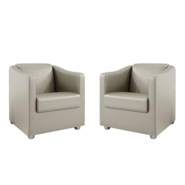 Imagem de Kit 2 Poltronas Decorativa Bia Material Sintético Bege Dal Poz Estofados