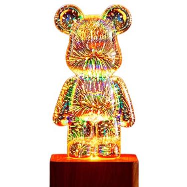 Imagem de Brabola Luz noturna LED de fogos de artifício 3D Twinkle Bear – Lâmpada de mesa fofa que muda de cor, com projeção para quarto de crianças, casa, escritório, berçário