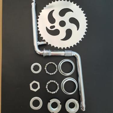 Imagem de ZZRSDAN Silver 170 mm, peça única, manivela 44T, kit de manivela de pedal de 5 cm de largura, para motor de 2 tempos, bicicleta motorizada a gás 48cc/66cc/80cc