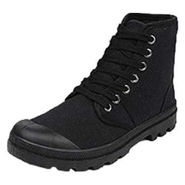 Imagem de Jamron Bota masculina moderna até o tornozelo cano alto / cano médio deserto sapatos de lona com cadarço para uso ao ar livre, Preto até o tornozelo, 39