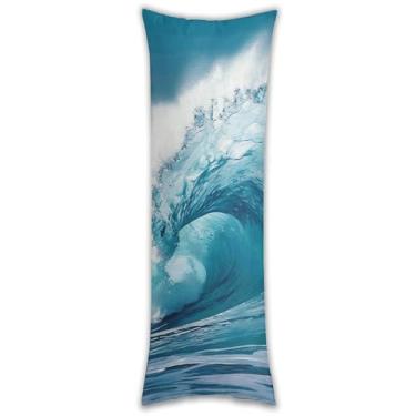 Imagem de Capa de travesseiro corporal, onda oceânica, ultramacia, respirável, longa, 137 x 50 cm, fronha decorativa com zíper oculto para sofá de quarto