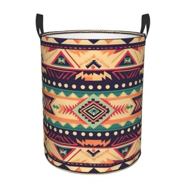 Imagem de Cesta de roupa sudoeste com padrão de estilo sudoeste, dobrável, impermeável, cesto de armazenamento de roupas com alças, pano Oxford, organizador de brinquedos, cesta para banheiro, lavanderia