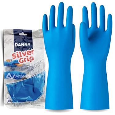 Imagem de Kit com 10 Luvas Danny Silver Grip DA360 – Limpeza, Antibacteriana, Resistente a Químicos e Ideal para Alimentos e Frigoríficos (G - 9)