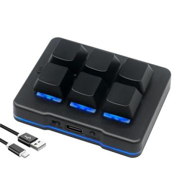 Imagem de Mini teclado de 6 teclas sem fio USB mecânico para jogos teclado macro personalizado programável OSU com LED RGB para jogos de PC, OSU, escritório, HID