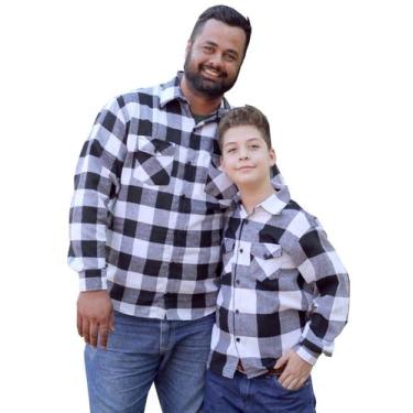 Imagem de Camisa Flanela Xadrez Cowboy Kit 2 Peças: Pai E Filho - Maximus, Branc