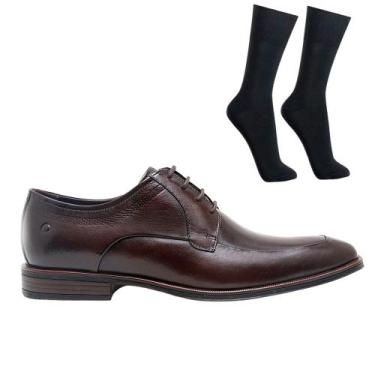 Imagem de Kit Sapato Democrata Clooney Masculino + Par de Meia, Marrom, 41