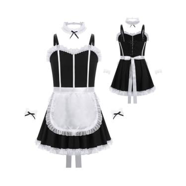 Imagem de ABAFIP Conjunto de mini avental masculino Sissy Clothes Maid Cosplay Lingerie Crossdresser, Preto, GG