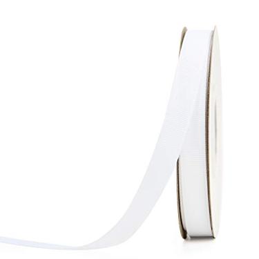 Imagem de YAMA Rolo de fita de gorgorão sólido de 1,27 cm - 25 metros para fitas de embrulho de presente, branco