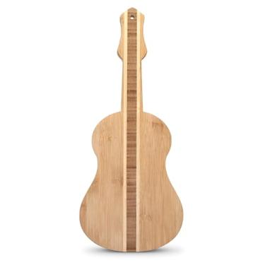 Imagem de Vastigo Tábua de servir e cortar bambu em forma de guitarra 17,8 cm x 43,2 cm – Utensílios de cozinha inspirados na música: perfeito para servir aperitivos, queijos, charcutaria e muito mais