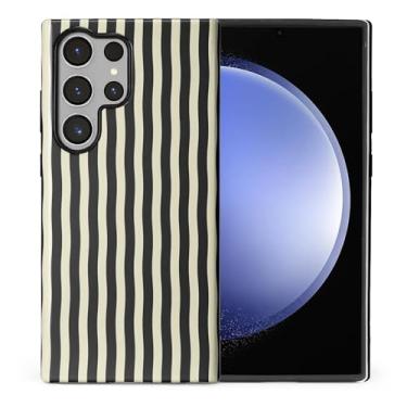 Imagem de ilikediy Capa para Samsung Galaxy S24 Ultra, HL2, listras pretas, híbrida, 2 camadas, capa protetora de silicone com design