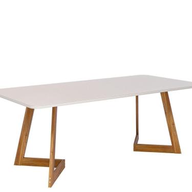 Imagem de Mesa para Sala de Jantar 210cm com Vidro Caju Off White