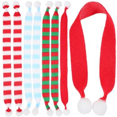Imagem de 8Pcs Christmas Wine Charm Mini Scarves 8.5-Inch Long Knitted DIY Crafts Doll Scarf Wine Bottle Scarf Props Stemmed Glass Figurine Decor Scarf Xmas Ornaments Party