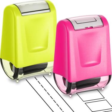 Imagem de Nezyo 2 carimbos de professor, grades quadradas e linhas tracejadas, recarregáveis, autotinta, para prática de escrita, frações matemáticas, sala de aula, casa, escritório, escola, material de