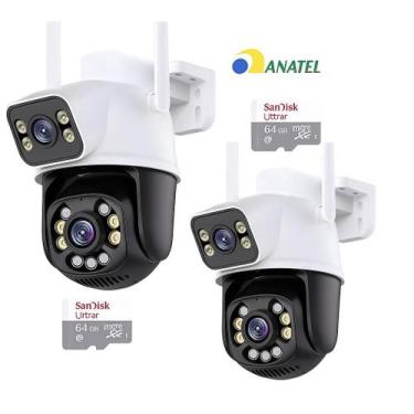 Imagem de Kit 2 Câmera Externa IP Wifi Dupla Segurança Prova Dágua Visão Noturna