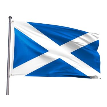 Imagem de Bandeira da Escócia 10 x 1,5 m Bandeira nacional escocesa de poliéster com 2 ilhós para decoração de festa de eventos temáticos escoceses patrióticos (Escócia, 10 x 1,8 m)