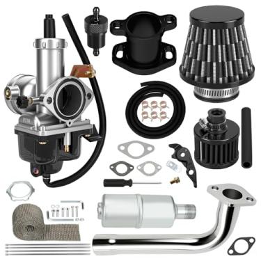 Imagem de CILOYU Carburador PZ30 de 30 mm com coletor de admissão Estágio 2 Kit compatível com Predator 420 GX390 GX340 GX270 GX240 Predator 301cc Motor Mini Bike Go Kart Carrinho Peças Acessórios Silenciador