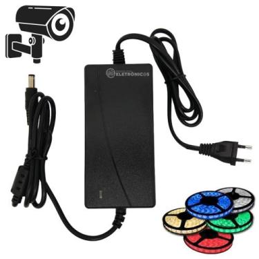 Imagem de Fonte 12v 5a Bivolt Preta 5 Amperes Plug P4 Alimentação CFTV, Fitas LE