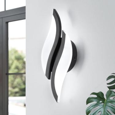 Imagem de CANEOE Arandela de parede LED moderna 6000 K branco frio preto luminárias de parede de acrílico iluminação para sala de estar quarto cabeceira banheiro corredor escada lâmpada de parede