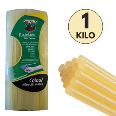 Imagem de Bastão Cola Quente Grossa 1kg Amarela 30cm Para Reparos Artesanato - B