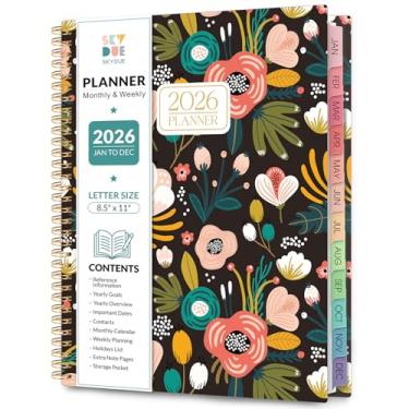 Imagem de Agenda 2026, agenda semanal e mensal, janeiro de 2026 a dezembro de 2026, 21,6 cm x 28 cm, agenda diária com abas, material escolar para alunos e professores em sala de aula