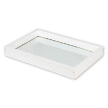 Imagem de Bandeja Espelhada Pequena ou Grande de Madeira Maciça Decoração Cozinha Banheiro Sala Quarto(22x32cm - Branca)