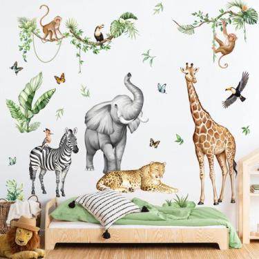 Imagem de Decalques de parede Supzone Jungle Safari Animals Kids Room Decor