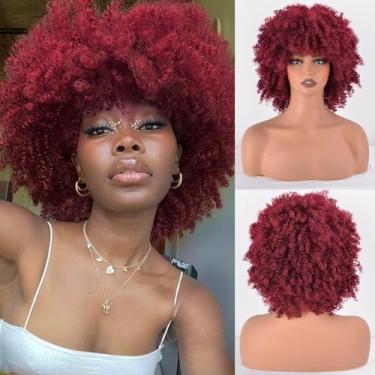 Imagem de Vitorish Perucas afro para mulheres negras peruca de cabelo encaracolado crespo cerca de 230 g/peça perucas inteiras afro-sintéticas macias e fofas como uma bomba 25,5 cm cabelo cacheado curto crespo