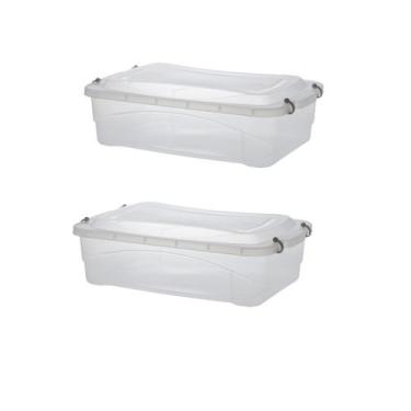 Imagem de Kit 2 Caixa Organizadora Pratic Box 10L 41x29x14 Transparent - Paramou
