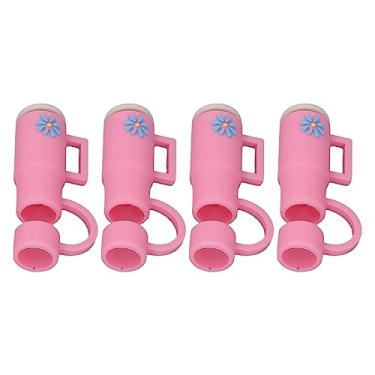 Imagem de TOPINCN 6 PeçAs Capas de Palha, As Pontas de Palha de Silicone Cobrem Toppers de para Canudos Reutilizáveis, Plugue Fofo de, de (4 xícara de tampas de palha)