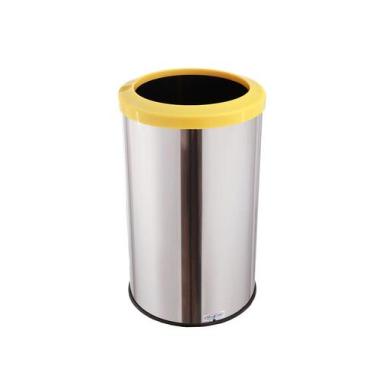 Imagem de Lixeira Inox Com Aro Esmaltado 35 Litros Banheiro Cozinha - Aldinox, A