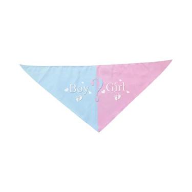 Imagem de Bandana Triangular Rosa E Azul Para Revelação De Gênero, Chá De Bebê, 