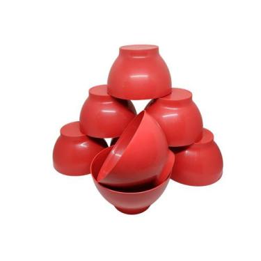 Imagem de Kit 6 Bowl Cumbuca P/ Sopas Caldos Sobremesa Plástico 700 Ml Vermelho 