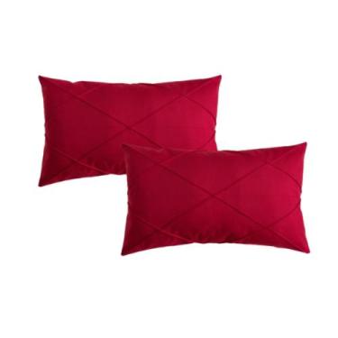 Imagem de Par de Almofada  Retangular Suede Drapeada Baguete 30x50 - Enxovais An