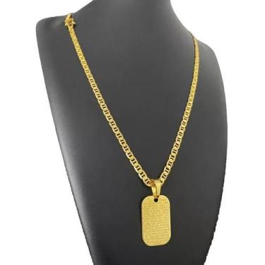 Imagem de Cordão Piastrine 5mm + Pingente - Banhado Ouro 70cm - Tojoia18K