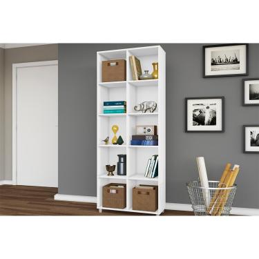 Imagem de Estante Livreiro Solteiro ESM225 c/ 10 Nichos Branco - Movelbento
