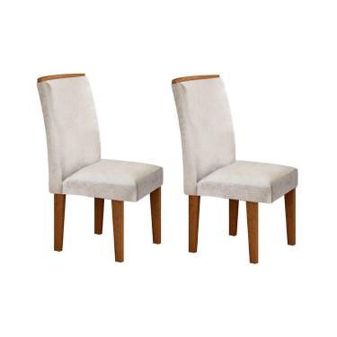 Imagem de Kit 2 Cadeiras Sala Jantar Lunara 2 Un Imbuia-Capuccino/Suede Creme - Rufato