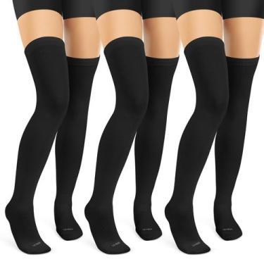 Imagem de Meias de compressão LEVSOX Thigh High 15-20 mmHg para mulheres, 3 pare