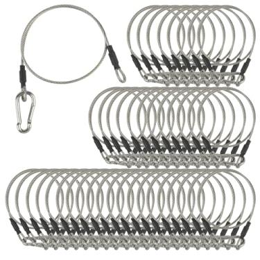 Imagem de LAICCUM Pacote com 40 cabos de segurança de luz de palco de 1/20.3 cm, cabos de segurança de aço inoxidável para prevenção de quedas para DJ, trava de bagagem, com mosquetão