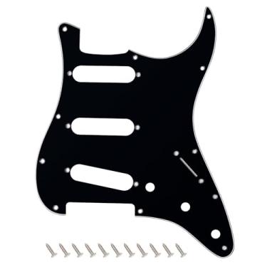 Imagem de Banworks 3 Ply Strat SSS Pickguard Placa de arranhão para guitarra elétrica de 11 furos para para-lama EUA/Mexicano estilo moderno Stratocaster ST JT/HB-01 preto brilhante