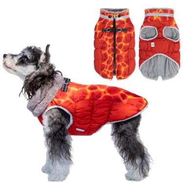 Imagem de Casaco de inverno impermeável para cães com arnês, jaqueta refletiva quente para cães com zíper para clima frio, roupa de neve para cães pequenos, médios e grandes YRFN20XL