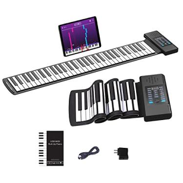 Imagem de KONIX Piano de enrolar com 61 teclas, piano portátil recarregável com teclado flexível de silicone, saída MIDI, conexão de fone de ouvido, 128 ritmos, melhor presente para crianças e iniciantes