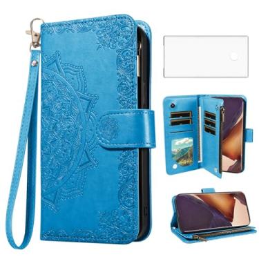 Imagem de Asuwish Capa para celular Samsung Galaxy Note 20 Ultra 5G com protetor de tela de vidro temperado suporte para cartão Note20 Plus Notes 20Ultra Note20+ U + 20+ Twenty Not S20 azul