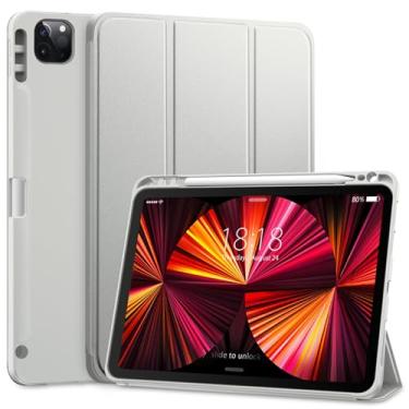 Imagem de DTTO Capa para iPad Pro de 11 polegadas, 4ª/3ª/2ª/1ª geração 2022/2021/2020/2018, capa traseira de TPU macio com suporte de três dobras e suporte de lápis embutido, também serve para iPad Air 5/4