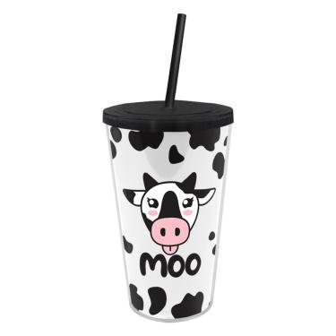 Imagem de Copo Térmico Com Canudo - Estilo Vaquinha 500ml