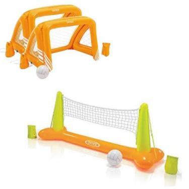 Imagem de Kit Praia e Piscina 1 Volei + 2 Traves de Polo Inflável Intex