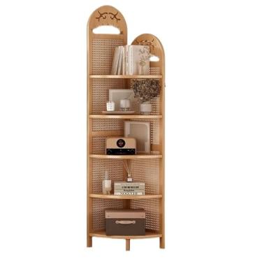 Imagem de Estante de mesa estilo retrô armário de canto, triangular, sofá, prateleira de quarto (natural)